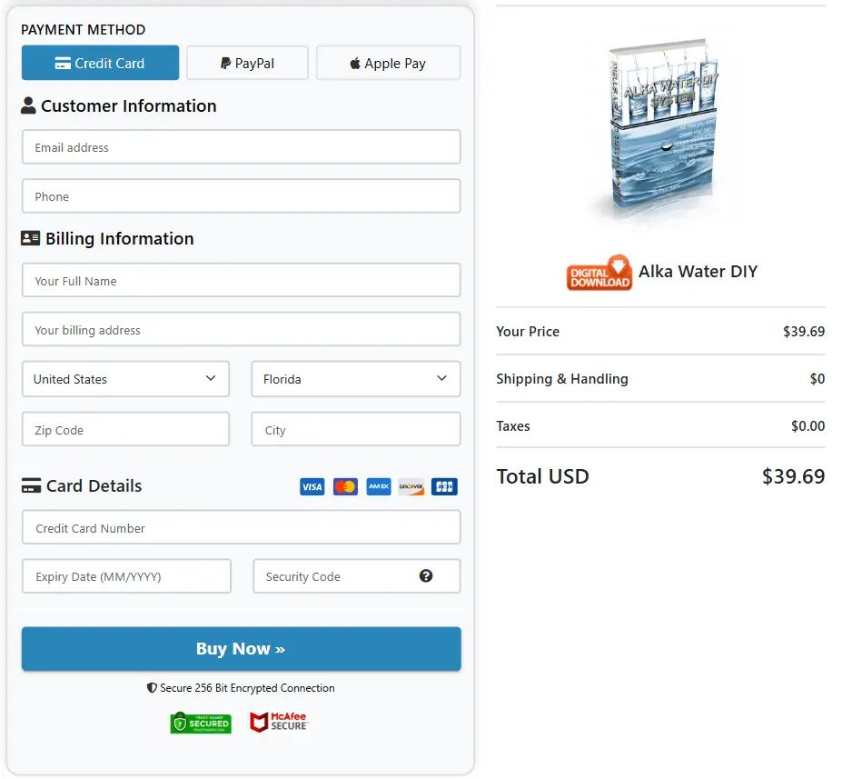 AlkaWater™ Checkout Page